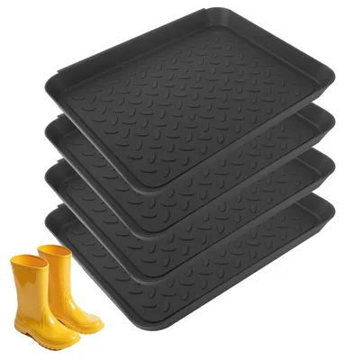 Schuh-Abtropfschale 4er-Set, 35x27x3 cm, rutschfest, Kunststoff