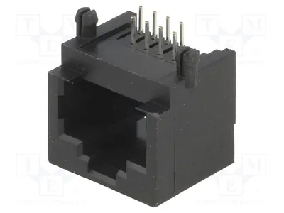 Image de 1 x Connecteur coudé à 90° avec connecteur RJ45, 8 broches, pour montage traversant (THT), système 8p8c