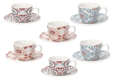 Kaffeetassen-Set 6er, Porzellan, mehrfarbig, 11 cm