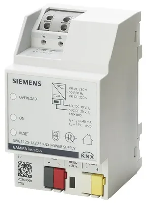 Produktbild von Siemens Spannungsversorgung N 125/23, KNX, 640mA, 30V DC, 3TE, IP20, 1 Stk.