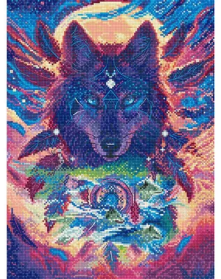 Produktbild von Letistitch Kreuzstich Stickpackung "Wolfsmagie", Zählmuster, 21x29cm