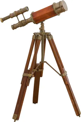 Produktbild von Doppel-Teleskop mit Holz-Stativ Fernrohr Fernglas Messing Antik-Stil