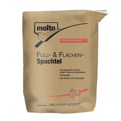 Zdjęcie produktu dla Molto Füll- und Flächenspachtel, Biały, 25 kg, Pasta (substancja), Beton, Gips, Kamień, 1 g/cm³, 10 °C