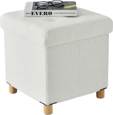 Produktbild von ACAZA Sitzhocker mit Stauraum – Hocker mit Füßen – 40 × 37 × 37 cm – Weiß