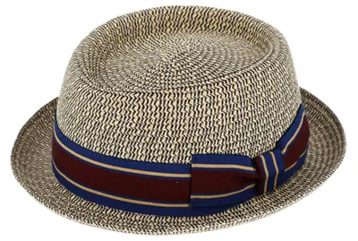 Fiebig Rollbarer Pork Pie mit gestreifter Garnitur in blau