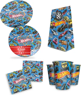 Produktbild von Hot Wheels 92-tlg. Party Set – Deko mit Bechern Tüten Tellern Servietten