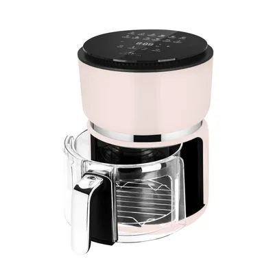 Kelen and Willian Heißluftfritteuse Airfryer aus Borosilikat-Glas 3L - BPA, PFAS & PTFE frei - rosa