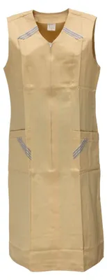 Produktbild von Reißverschlusskittel RV Kittel Hauskleid Schürze Kochschürze, Größe:42, Farbe:Beige