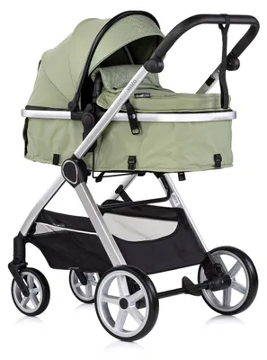 Productafbeelding van Chipolino 2-in-1 combinatie kinderwagen Vista, met verzorgingstas, voetenzak, mand en veiligheidsgordel, kleur: groen