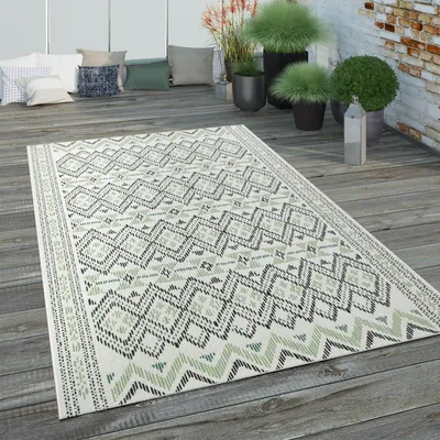 Produktbild von Outdoorteppich Für Terrasse und Balkon Mit Geometrischen Mustern Grösse 80x150 cm