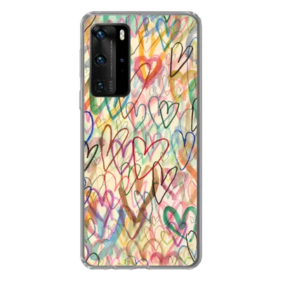 Produktbild von MuchoWow® Handyhülle Schutzhülle Hülle für Huawei P40 Pro Eine Illustration mit Herzen im Hintergrund Silikon Softcase Handy Hülle - Schutz