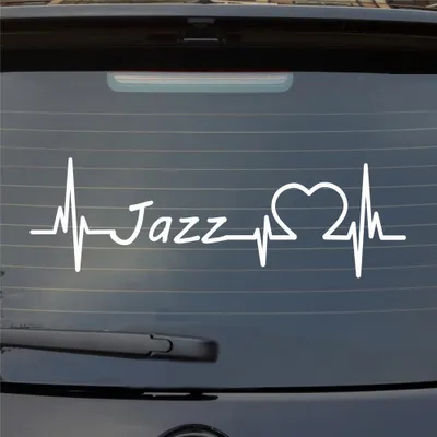 Produktbild von Heckscheibenaufkleber Jazz Puls Herzschlag Auto-Aufkleber 55x17 cm Weiss Matt Auto Aufkleber Sticker