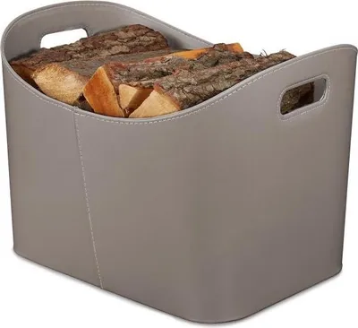 Produktbild von Grauer Holzkorb aus Kunstleder