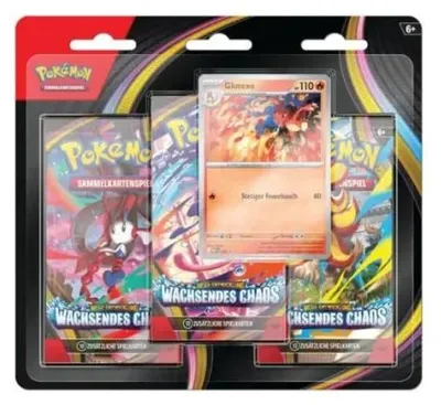 Produktbild von Pokémon ME04 Wachsendes Chaos 3-Pack-Blister Deutsch – Pokémon TCG Booster Set
