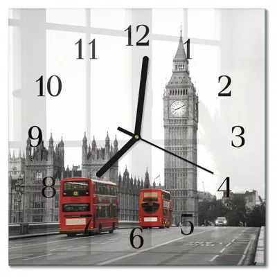 Produktbild von Tulup Glasuhr Wanduhr Küchenuhr Echt-Glas 30x30 cm Modern Dekorativ Geräuschlos Schwarzen Zeigern - London