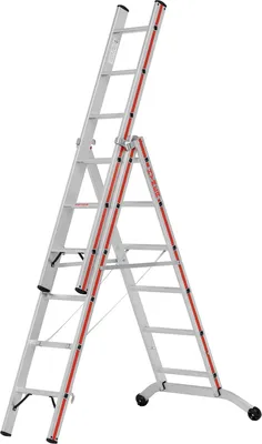 Produktbild von Hymer Stufenmehrzweckleiter mit Wandlaufrollen 3x6 Sprossen/Stufen