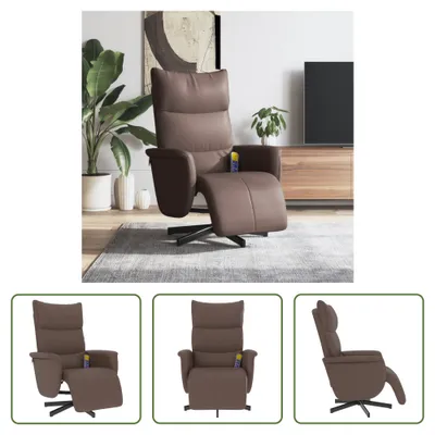 Image de The Living Store Fauteuil de massage avec repose-pieds Marron Similicuir