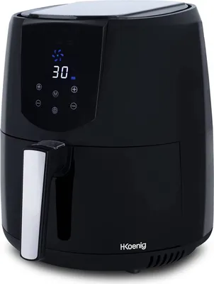 Image de H.Koenig FRY700 FRY800 huile, friteuse à air, capacité 4 l, 7 programmes, 1400 W, température réglable jusqu'à 200 ° C, minuterie 60 minutes, écran LCD, taille compacte, acier inoxydable, plastique
