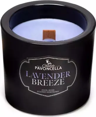 Immagine prodotto di Candela alla soia Lavender Breeze nera 170 g - Pavoncella