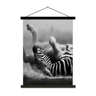 Produktbild von MuchoWow® Textilposter Zebra - Tiere - Schwarz - Weiß 40x53 cm mit schwarzem Rahmen - Abbildung