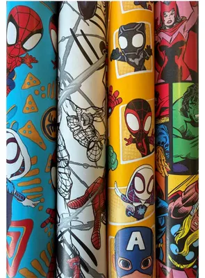 Zdjęcie produktu dla Papier do pakowania prezentów Marvel Superheroes – 3 rolki – zestaw papieru do pakowania prezentów dla dzieci – Avengers & Spiderman – 70 x 200 cm na rolkę