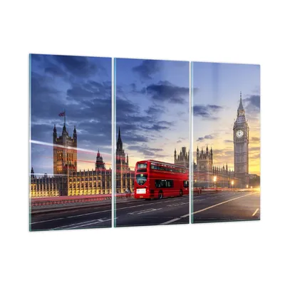 Produktbild von Bilder auf glas - London Bus - 105x70cm - Glasbilder - Wandbilder - Bilder - Kunstdruck - zum Aufhängen bereit - Wanddekoration aus Glas - Glas Bilder - Wandbild auf Glas - 3 Teile - GCE105x70-3592