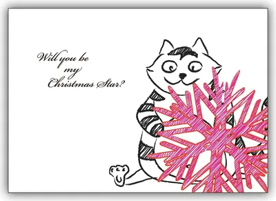 Produktbild von Lustige Weihnachtskarte mit Katze und Stern: Will you be...