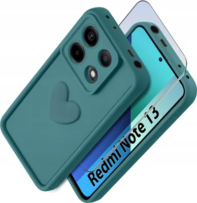 Immagine prodotto di Custodia per Xiaomi Redmi Note 13 4G in silicone OPACO cuore + Vetro protettivo 9H