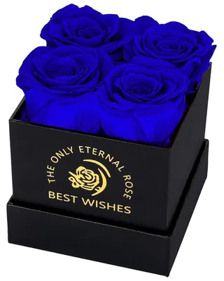 Image de Boîte cadeau contenant 4 roses conservées bleues