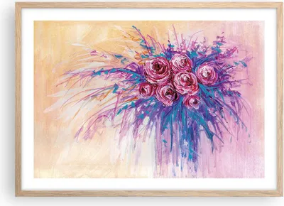 Produktbild von Gerahmtes Poster - Rahmen in heller Eiche - Blumenstrauß Blumen Rosen - 70x50 cm - Wand Bild - Wanddeko - Wandbilder - Kunstposter - Wandposter - Bilderrahmen - Bilder - Kunstdruck - P2NAA70x50-4465