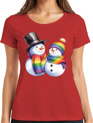 Produktbild von LGBTQ+ Schneemänner - Weihnachten Weihnachtsgeschenk Christmas Damen T-Shirt, Rot, XXL
