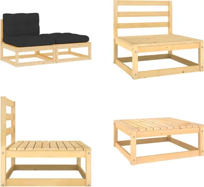 Produktbild von vidaXL 2 tlg. Garten Lounge Set mit Kissen Kiefer Massivholz - Garten-Lounge-Set - Garten-Lounge-Sets - Holz-Loungemöbel - Holz-Gartenmöbel
