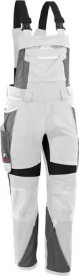 Produktbild von Qualitex Arbeitshose - moderne Latzhose IRON aus Lyocell, Cordura & Stretch - Reflexelemente - in Farbe: weiß/grau - Herren: 70 - Damen: 64