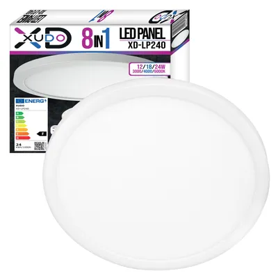Obrázok produktu pre XUDO 8 v 1 LED panel 24 W, 3000/4000/6000K, 2300 lm, zapustený/povrchový, Ø30 cm, biely