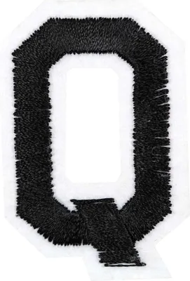 Produktbild von 1 Buchstaben Aufbügler, 15-43x45mm, Applikation, Aufnäher, schwarz, Buchstaben & Zeichen:Q