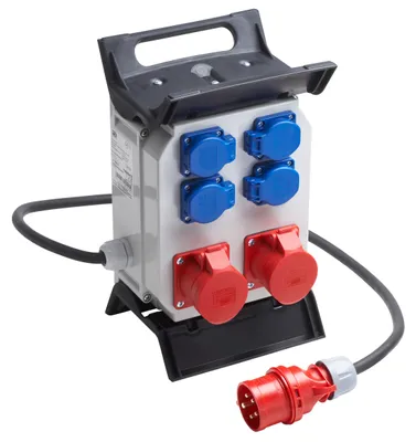 Produktbild von Meister CEE-Stromverteiler 6-fach 2 m Kabel 2x CEE- & 4x Schuko-Steckdose Robuste Gummileitung