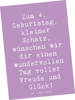 Produktbild von Mr. & Mrs. Panda Ansichtskarte Spruch 4. Geburtstag - Lavendeltraum - Geschenk, Postkarten, Postkarte, Grußkarte, Lachen, Happy Birthday, Alter, Kindergeburtstag, Freude