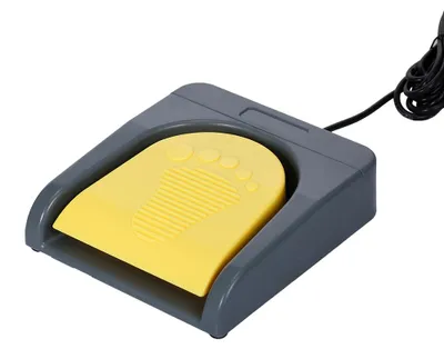 Zdjęcie produktu dla Pojedynczy przełącznik nożny USB, sterowanie grami, jeden przycisk, indywidualna klawiatura komputerowa, pedał akcji, szary z żółtym, dla graczy, entuzjastów gier