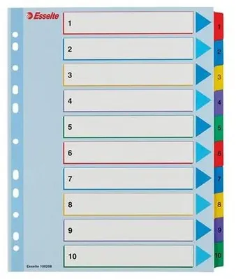 Register, laminovaný kartón, A4 Maxi, 1-10, prepisoavteľný, ESSELTE
