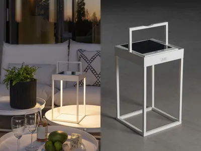 Produktbild von 2er Set Solarleuchten LED, Tischleuchte Balkon Akku USB aufladbar, Höhe 30cm