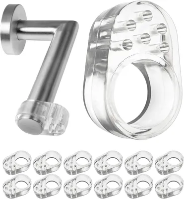 Produktbild von Türgriffpuffer 12 Stück, transparent, 18 mm, für runde und quadratische Türgriffe, elastische Türstopper