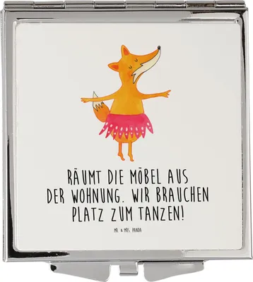 Produktbild von Mr. & Mrs. Panda Taschenspiegel Fuchs Ballerina - Weiß - Geschenk, Ballett, Handspiegel, Geburtstag, Kosmetikspiegel, Party, Reisespiegel, Feier, Schminkspiegel