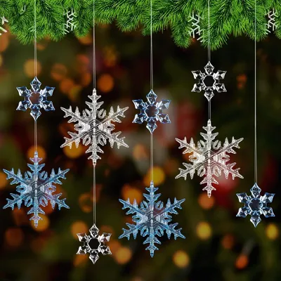 Produktbild von Acryl Schneeflocken 30 Stück, Transparent, Weihnachtsdekoration, Für Weihnachtsbaum, Feste und Hochzeiten