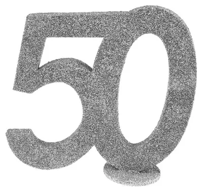 Immagine prodotto di 50. Decorazione da tavola per compleanno in glitter argento 11x 10 cm numero 50