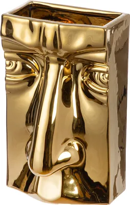 Image de Gilde Vase, Gesicht, "Volto", Keramik, goldfarben, VE 2, L. 11 cm, B. 14 cm, H. 23 cm