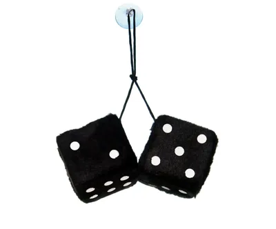 Produktbild von Deko WÜRFEL 8cm Plüschwürfel mit Saugnapf Autowürfel Retro Glückswürfel Hängewürfel für Autospiegel Fuzzy Auto Spiegel 35 (Schwarz)