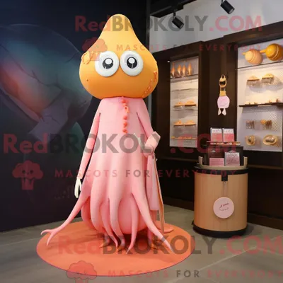 Produktbild von Maskottchenkostüm REDBROKOLY Peach Squid mit Empire-Kleid und Münzbörsen