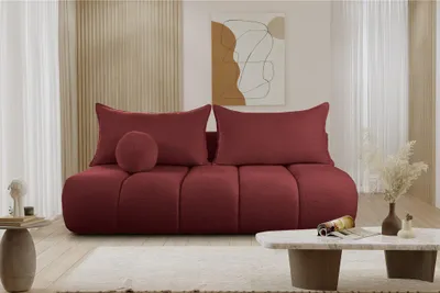 Productafbeelding van Slaapbank, designbank, 3-zitsbank ANZIA, bekleding: stof Ascot, kleur: rood