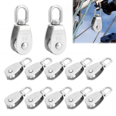 Image de Lot de 12 petites poulies à billes, en acier inoxydable