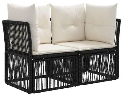 Immagine prodotto di vidaXL Divano da giardino a 2 posti, nero, in polyrattan
